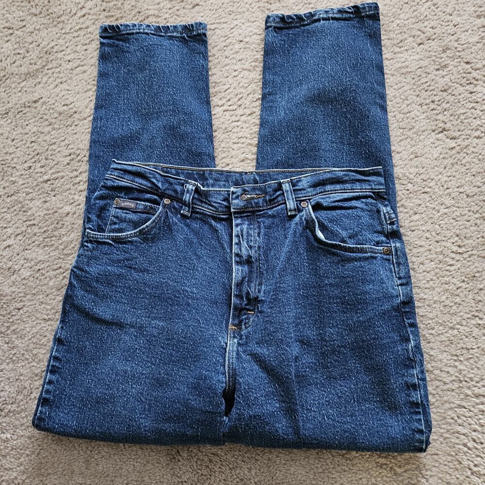 Riders by Lee Women's Mid-Dark Wash Blue Straight Leg Jeans Size 12P LN